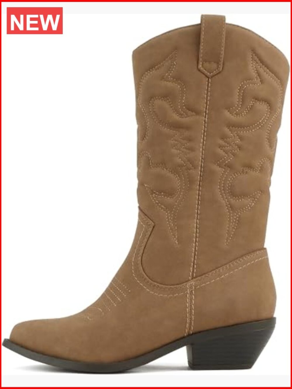Mid-Calf Western Cowboy Boots with Pointed Toe & Side Zipper - Picture 1 of 5